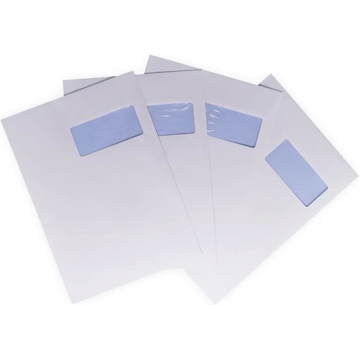 50 : Grande enveloppe A4 avec fenêtre pochette courrier C4 papier kraft  blanc 90g format 229 x 324 mm une enveloppe blanche [15]