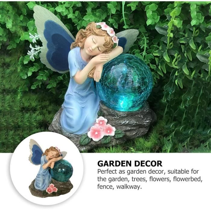 Rezpuao Statue d'ange solaire pour extérieur, figurine d'ange avec résine, sculp Rezpuao Statue d'ange solaire pour extérieur, figurine d'ange avec résine, sculp