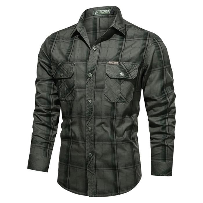 Chemise Chemise carreaux 4XL en pur coton pour homme surchemise