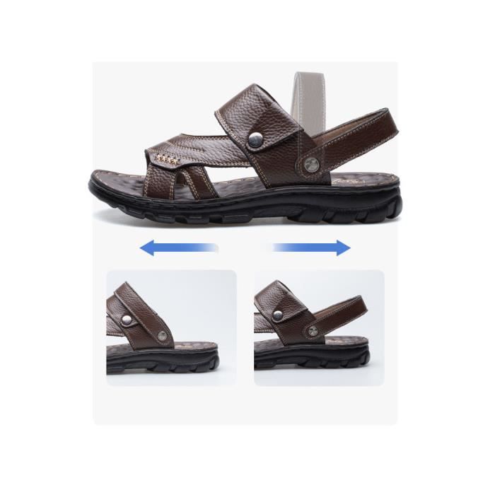 Sandales Homme Cuir Sandales Décontractées Jaune - Chaussures