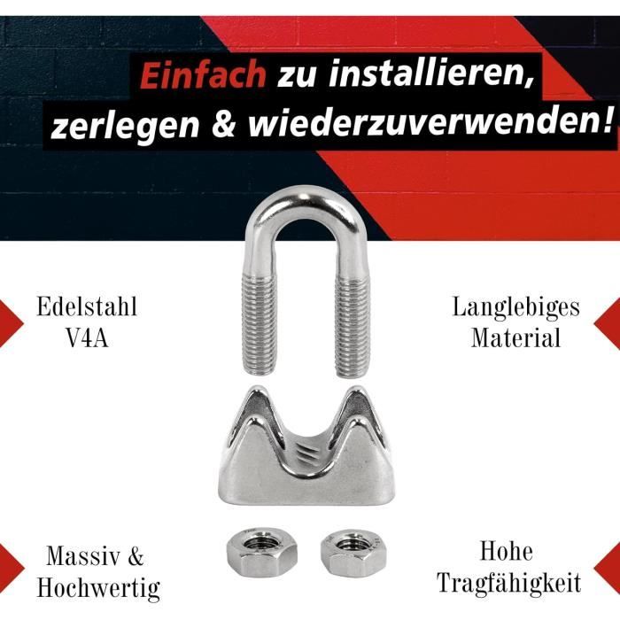 20 Pièces Pinces à Câble 1/8 Pouce (M3) En Acier Inoxydable - Serre-câbles Avec Rainure Anti-glisse