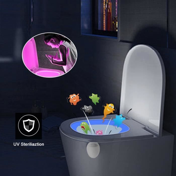 Sonew Lampe de toilette, veilleuse de toilette, capteur de veilleuse de  salle de bain à induction de mouvement à LED de toilette rechargeable avec  8 couleurs 
