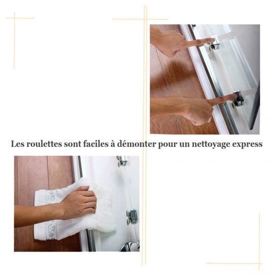 160x90cm Porte De Douche Coulissante Avec Paroi De Douche Fixe