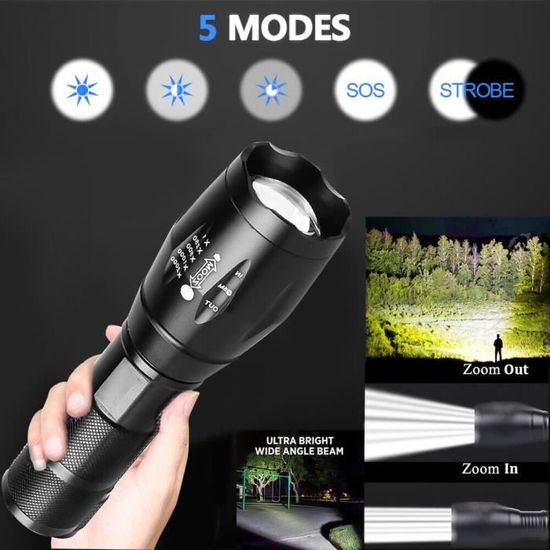 Lampe De Poche LED Solaire Et USB - Haute Puissance, étanche, Pour Camping Et Extérieur