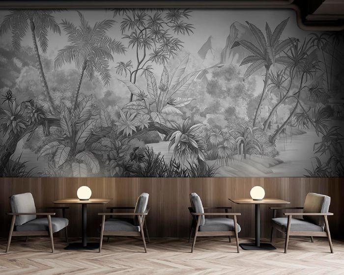 Papier Peint Panoramique Elégant Tropiques 360x250 cm Jungle style en ...