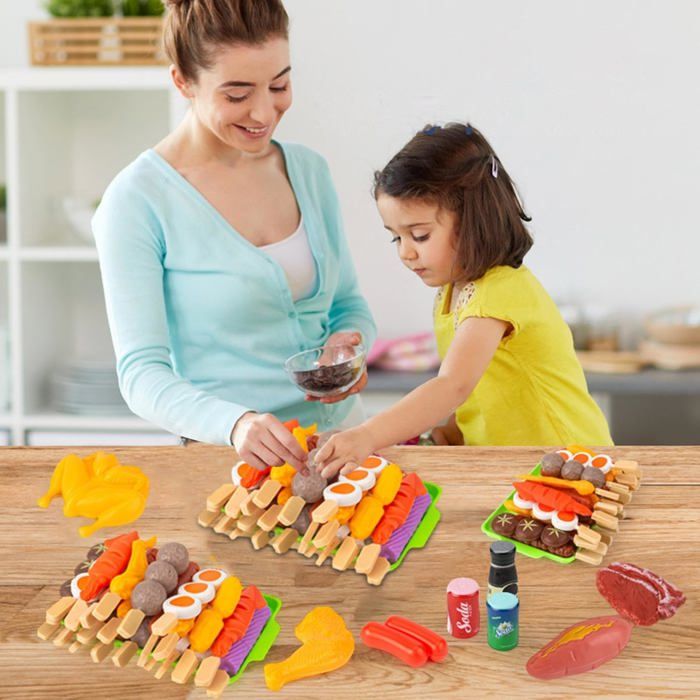 Jouet Barbecue Enfant - Jeu De Rôle Cuisine Avec Aliments - ABS - Cadeau Garçon Fille 3 Ans +