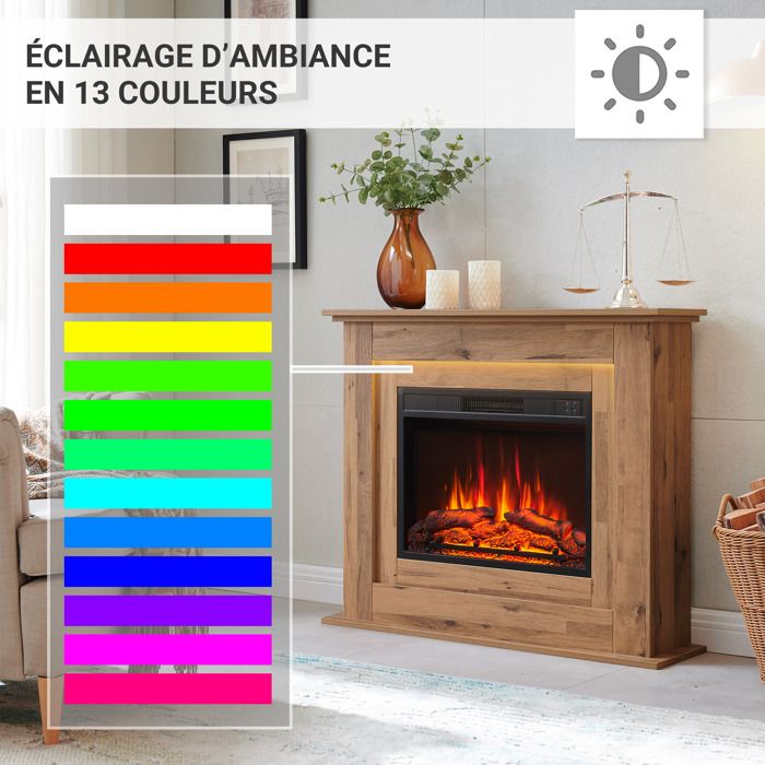 Cheminée électrique BALDERIA Finn - Cheminée sur pied, chauffage 2000 W ...