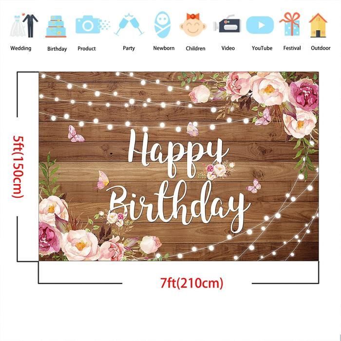 210 X 150 Cm Toile De Fond Violette à Paillettes « Happy Birthday » Avec Pois Argentés Brillants Pour Femmes Et Filles Fond De Photographie Décorations De Fête Fournitures De Studio Photo