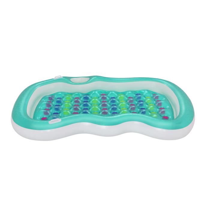 Hamac Matelas Gonflable KRUMAD – 150 X 70 Cm – Avec Appui-tête Et Filet – Porte Jusqu'à 90 Kg – Bleu – Pour Piscine, Lac Ou Plage
