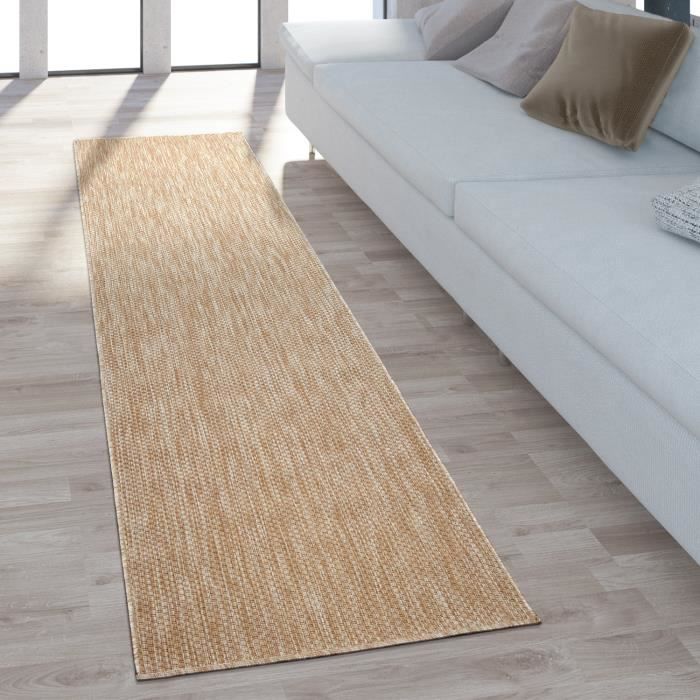 Tapis Extérieur Terrasse Balcon 200x290cm - Aspect Sisal Uni Beige Avec Bordure - Paco Home