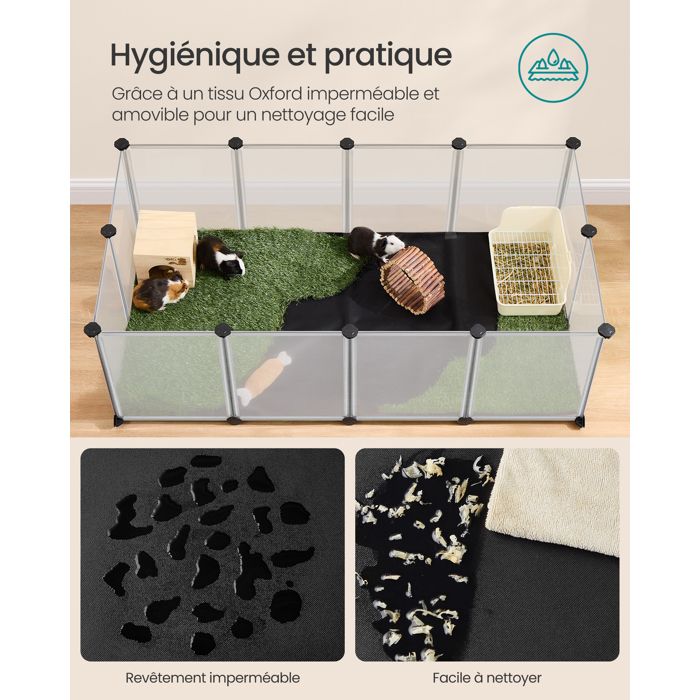 Tapis De Parc Imperméable Pour Petits Animaux - 150x100 Cm, Bords Surélevés 9.4 Cm - Réutilisable Et Lavable - Pour Lapins, Cochons D'Inde, Furets