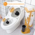 Yorbay Serviteur WC 3en1, Dérouleur papier toilette et brosse WC,  Distributeur porte papier toilette sur pied, Bambou-4