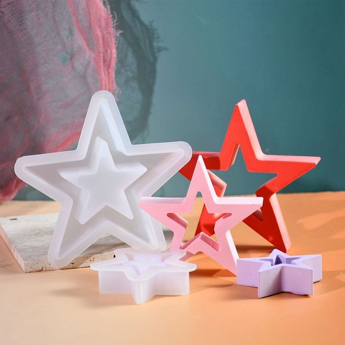 Lot De 2 Moules En Silicone Pour Bougeoirs Maison - Formes Cœur Et étoile, Silicone Souple - Pour Cire, Résine, Savon, Chocolat