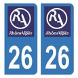 Autocollant Stickers plaque immatriculation voiture Département 26 Drôme Logo Ancienne Région Rhône Alpes-0