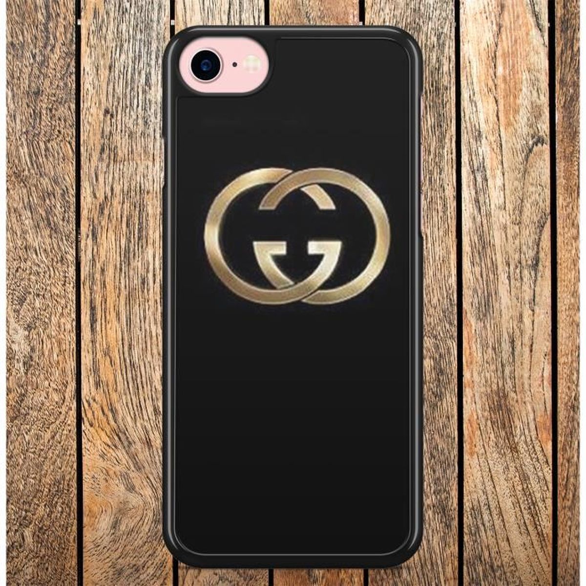Coque iPhone 6 6s Gucci Noir Logo Gold 
