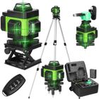 PRUMYA Niveau Laser 4 X 360° 4D 16 Lignes,2 Batteries 2400mAh,avec Trépied Télescopique,Auo-Équilibrage Laser Vert Rotatif Niveau Vertical