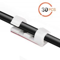 30PCS Clips Câbles Adhésifs Rangement de Câbles Fixation Auto Collant, pour TV-Chargeur-Voiture-PC-Bureau-Maison avec 30 Vis Incluse