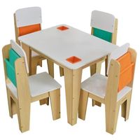KidKraft - Ensemble table et 4 chaises avec rangement, en bois, pour enfant – Bois naturel
