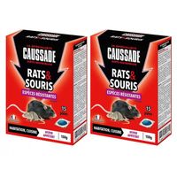 Lot de 2 boites Raticide Rats & Souris - Pat'Appât Espèces résistantes , boite de 150grs ( 15x10grs)-