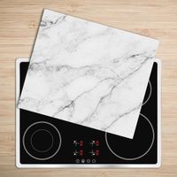 Tulup Glass Planche à découper avec couvercle protecteur pour cuisine résistant chaleur 60x52 cm - „Marbre”