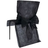 10 Housses de Chaise en Tissu Non Tissé Noir