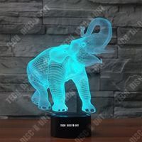 TD® Lampe 3D LED Lumière Forme de Éléphant / 7 Changements couleur Interrupteur Tactile LED Veilleuse Acrylique Décoration Chevet