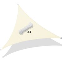 Voile d'ombrage Triangle Imperméable VOUNOT - 3x3x3m - Beige - Protection UV 95%