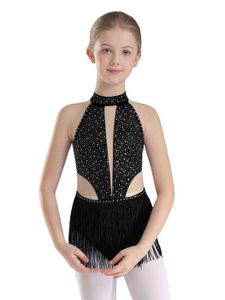 Combinaison Danse Enfant Fille Paillettes – Justaucorps Ballet Latin Jazz Avec Bretelles Brillantes + Chouchou Cheveux