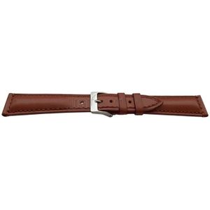 Bracelet De Montre En Cuir Véritable Marron - Largeur 18 Mm - Boucle Chromée