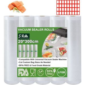 KitchenBoss Rouleaux Sacs Sous Vide Alimentaire 4 Rouleaux - 15cm Et 20cm X 500cm