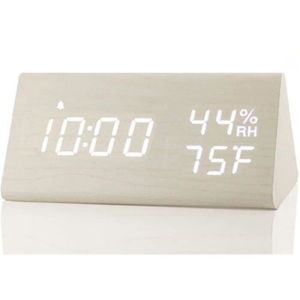 Radio réveil Réveil en bois Horloge LED Temps D'affichage USB C