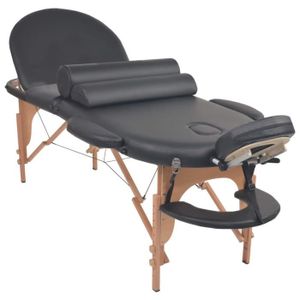 TABLE DE MASSAGE - TABLE DE SOIN Akozon Table de massage pliable 4 cm d'épaisseur et 2 traversins Noir - 7891450769929