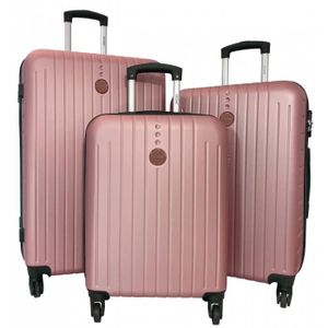 SET DE VALISES Set de 3 valises 20cm-26cm-29cm Abs ROSE METALLIC - DE10553 - 