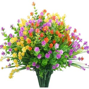 FLEUR ARTIFICIELLE 12 Bouquets Fleurs Artificielles Deco, Uv Résistant Bouquet En Plastique Fleurs Buissons De Fleurs Plantes Suspendues Plantes[Q299]