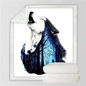JETÉE DE LIT - BOUTIS Couverture Loup Fille en Fourrure Animaux Peluche Galaxie 70x140cm - Multicolore - Enfant