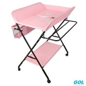 TABLE À LANGER Table à Langer pliable - GOL - Rose - Pliable - Portable - Ceinture de sécurité
