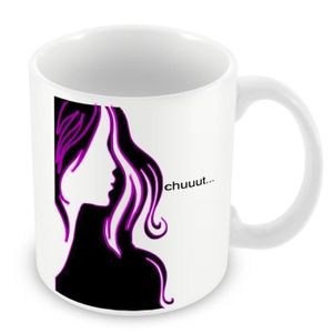 BOL Mug Céramique Tasse Dessin Femme Cheveux Longs Noir Violet Chuuut