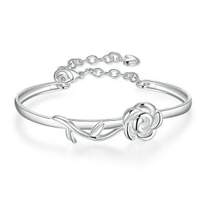 BRACELET - GOURMETTE LSC® Bracelet en argent motif de rose modèle féminin bracelet pour femme cadeau Noël anniversaire mariage Saint valentin gamme
