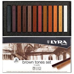 PASTELS - CRAIE D'ART Set de 12 Pastels secs Polycrayons Soft 'nuances de bruns' de LYRA
