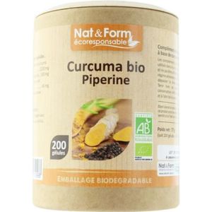 TONUS - VITALITÉ Nat & Form Eco Responsable Curcuma + Pipérine Bio 200 gélules