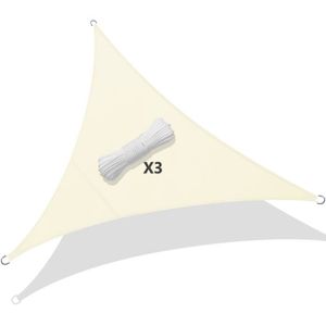 VOILE D'OMBRAGE Voile d'ombrage Triangle Imperméable VOUNOT - 3x3x3m - Beige - Protection UV 95%