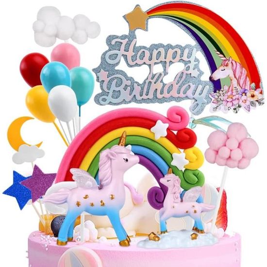 Decoration Gateau Licorne My Little Pony LaVenty Décoration De Gâteau Licorne Poney - Décoration D'anniversaire Ballon Licorne Petit Poney