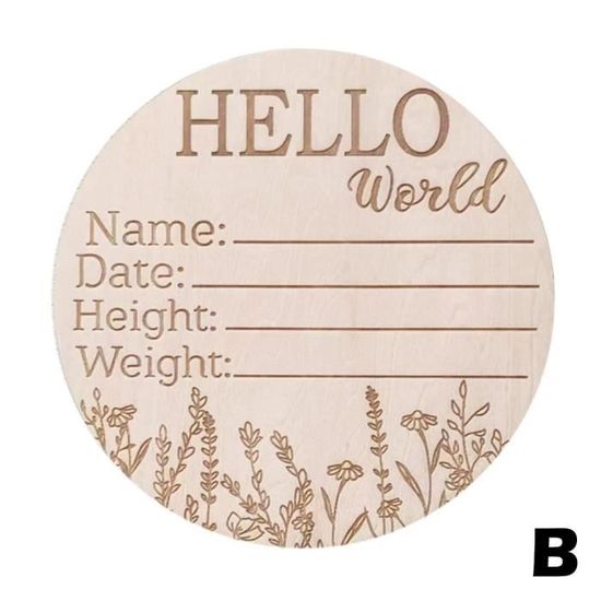 Filet à Vent,Annonce de naissance en bois Hello World,1 pièce,DIY signe ...