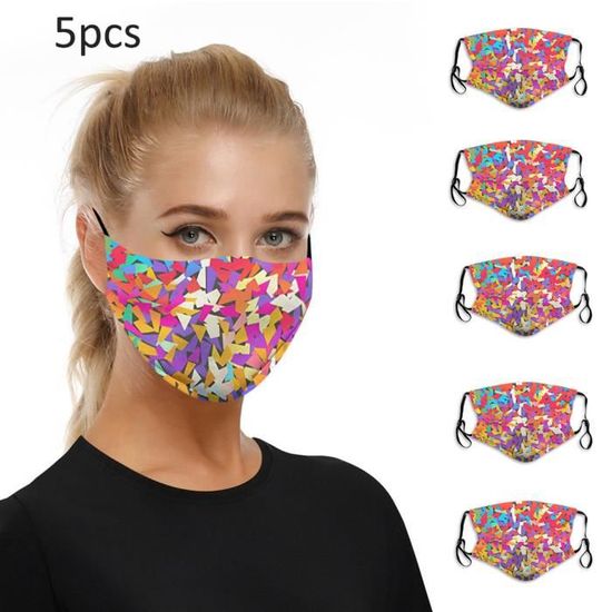 Lot De 5 Masques De Protection Lavables - Pour Sport, Loisirs, Vélo Et Randonnée - Fabriqué En Europe
