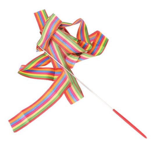 Rubans De Gymnastique Rythmique - Lot De 6, 2 Mètres, Arc-en-ciel, Avec Bâton Tournoyant, Pour Danse Et Fitness
