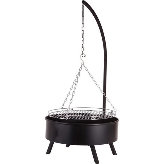 HOOZ Barbecue Et Brasero Multifonction - Diamètre : 46 Cm - Hauteur : 22 Cm - Barbecue Au Charbon De Bois Portable Avec Poignées Et Pieds Faciles à Monter - Idéal Pour