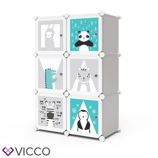 Armoire modulaire pour enfants VICCO ANDY - Gris/Bleu - 5 compartiments - Tringle
