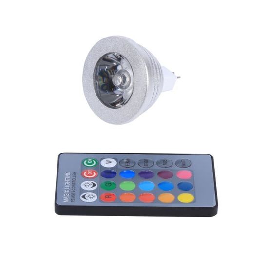 AYNEFY Lumière LED MR16 RVB MR16 3W RGB LED ampoule de lampe changeante de couleur 12V-24V avec télécommande pour barre à la
