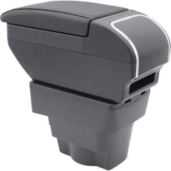 Accoudoir Double Couche Pour Toyota AYGO X-Play - Avec Porte-gobelet Et Rangement, Noir Avec Fil Rouge