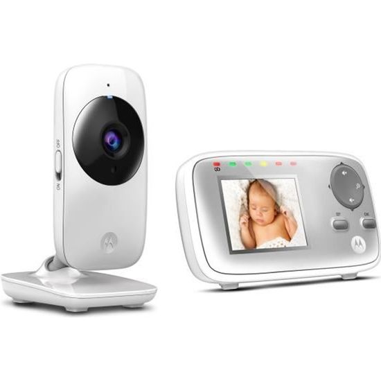 Motorola MBP 482 - Babyphone Vidéo Bébé - Caméra de surveillance avec zoom - Écran couleur 2,4" - Vision nocturne et portée de 300m